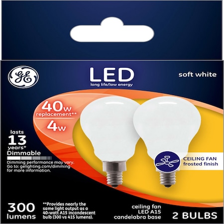 Current GE A15 E12 (Candelabra) LED Bulb Soft White 40 Watt Equivalence 2 pk 33631